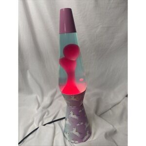 Unicorn Rainbow Lava Lamp  Pink Multicolor base Pink Lava Blue Liquid 16"